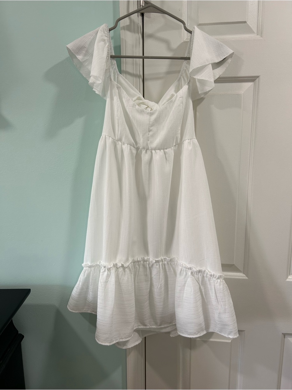 Altar'd State White Smocked Ruffle Top Dress